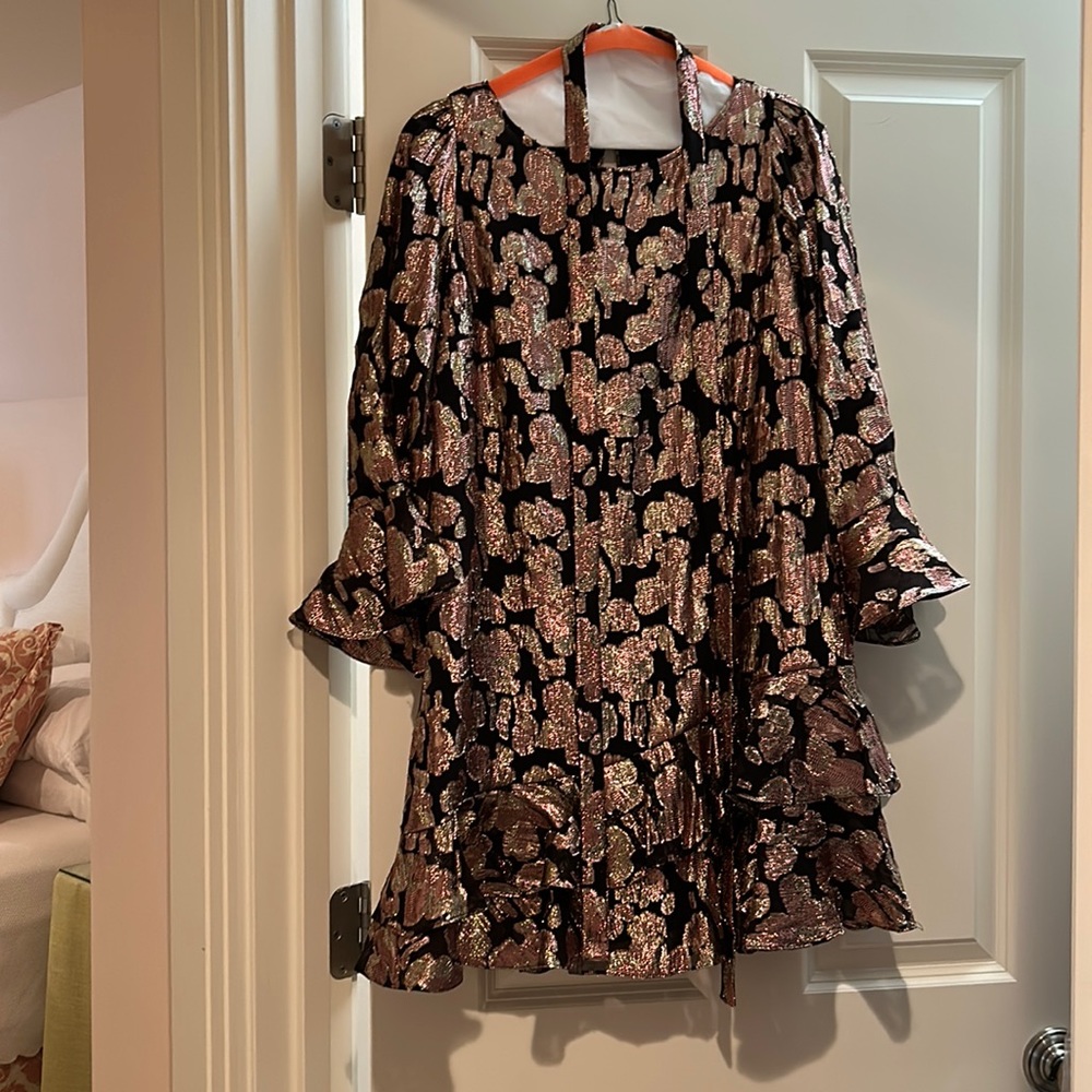 Long sleeve shimmery mini cocktail dress